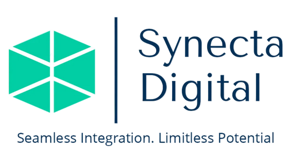 Synecta Digital logo with a green geometric design on a white background
